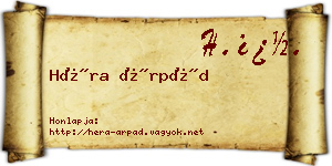 Héra Árpád névjegykártya