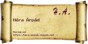 Héra Árpád névjegykártya